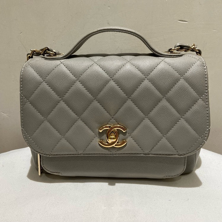 Chanel Affin Medium Gray Caviar Leather Shoulder Bag