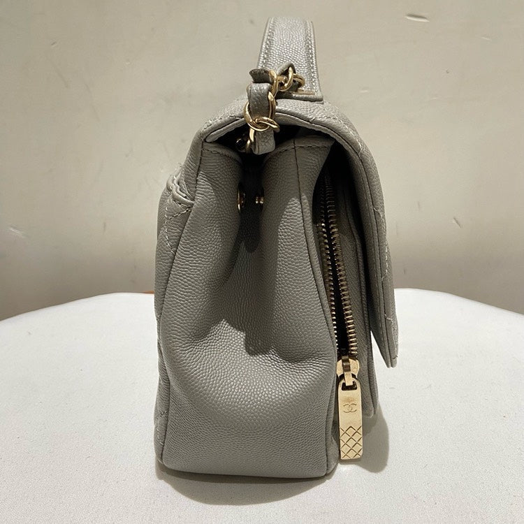 Chanel Affin Medium Gray Caviar Leather Shoulder Bag
