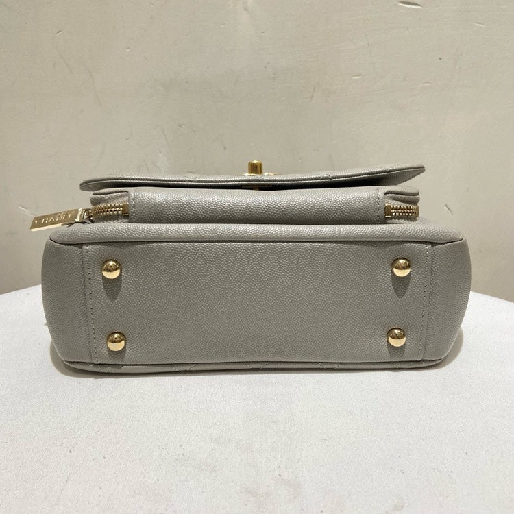Chanel Affin Medium Gray Caviar Leather Shoulder Bag