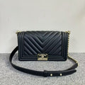 Chanel Leboy Bag Black Chevron Quilted Crossbody