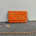 Chanel Chain Bag Patent Leather Orange Shoulder Bag