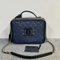 Chanel Box Bag Navy Blue Leather Shoulder Bag
