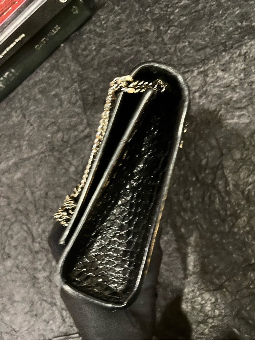 YSL Black SiLouis Vuittoner Crocodile Embossed Kate Tassel Bag Shoulder Bag