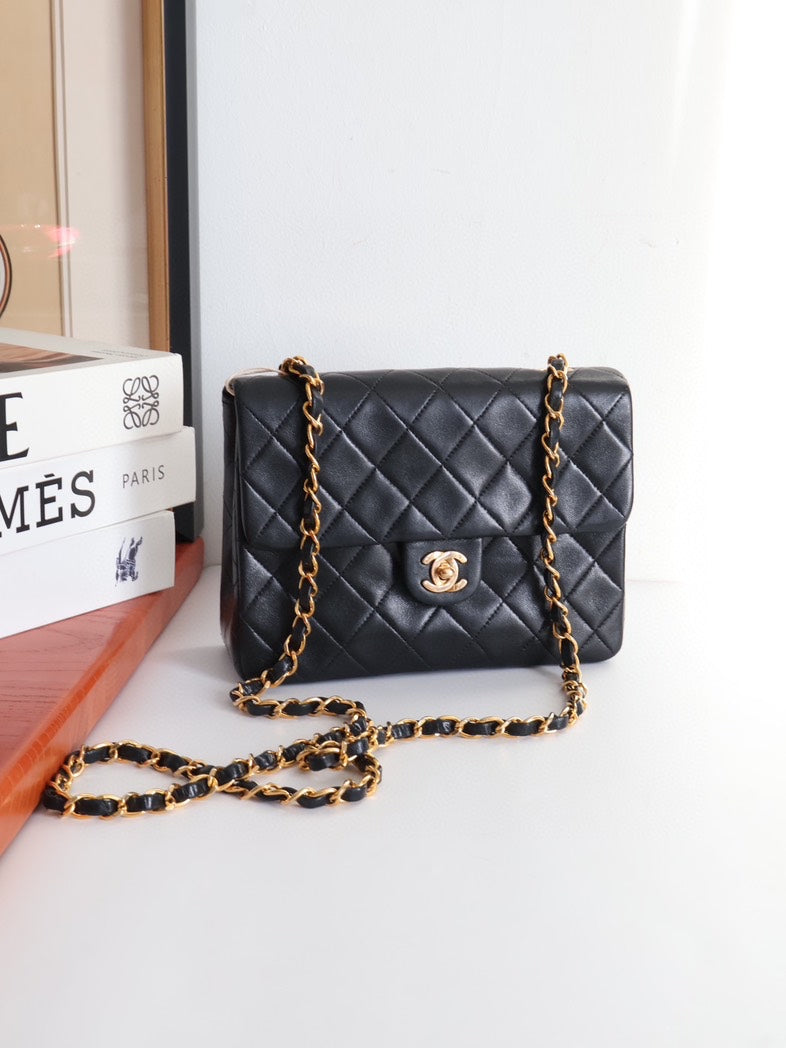 Chanel CF Small Black Leather Chain Shoulder Bag - #4SanEE
