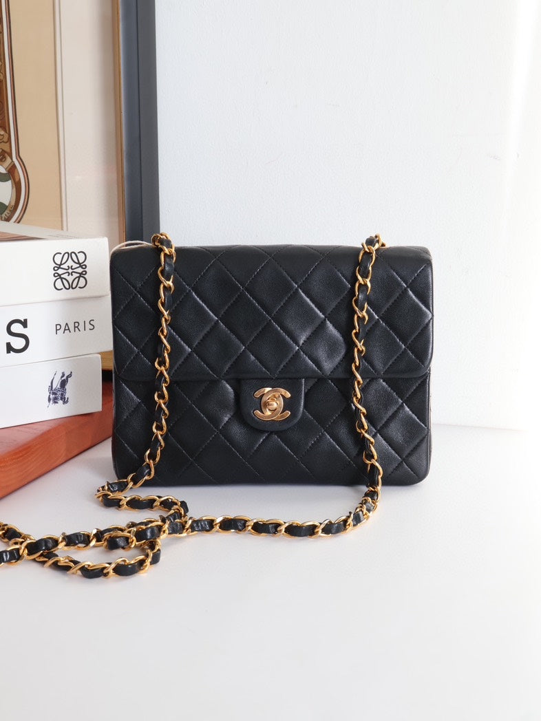 Chanel CF Small Black Leather Chain Shoulder Bag - #4SanEE