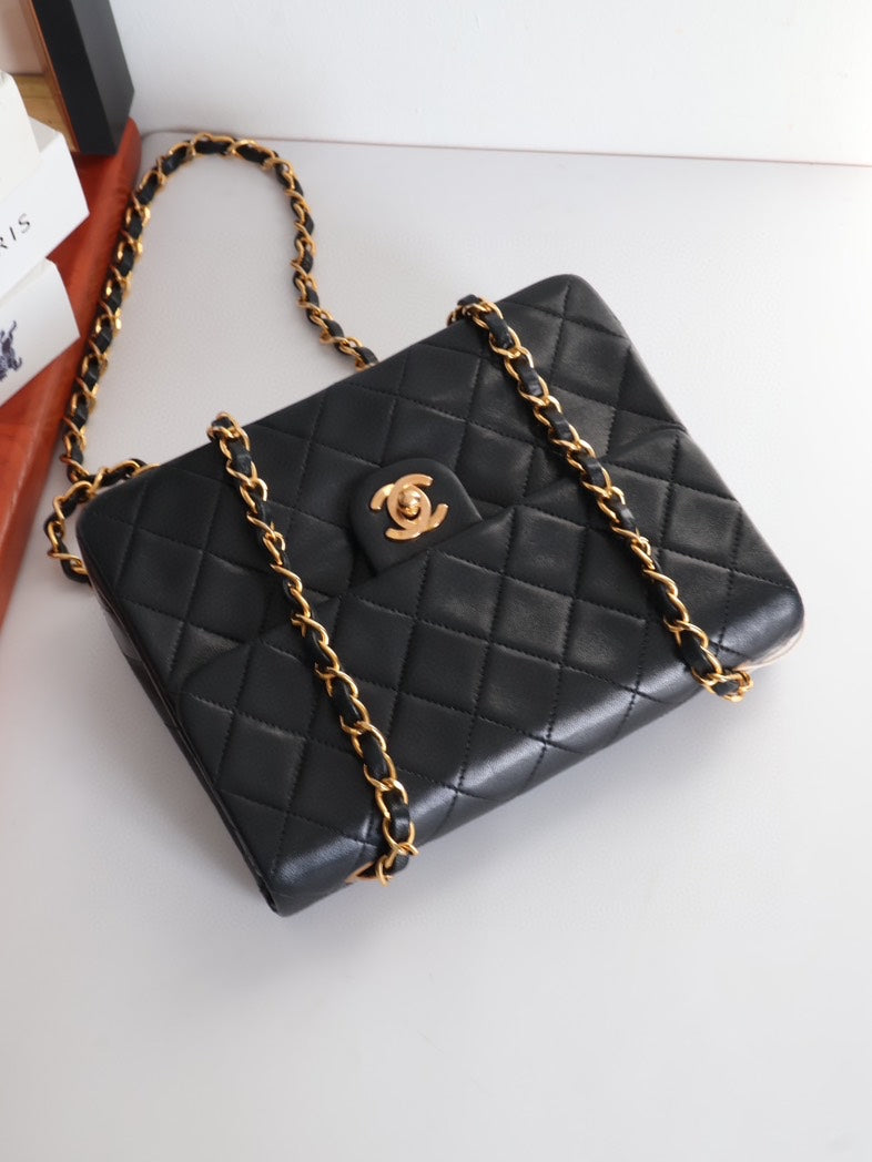 Chanel CF Small Black Leather Chain Shoulder Bag - #4SanEE