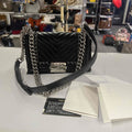 Chanel Le Boy Black Leather Shoulder Bag with SiLouis Vuittoner Hardware