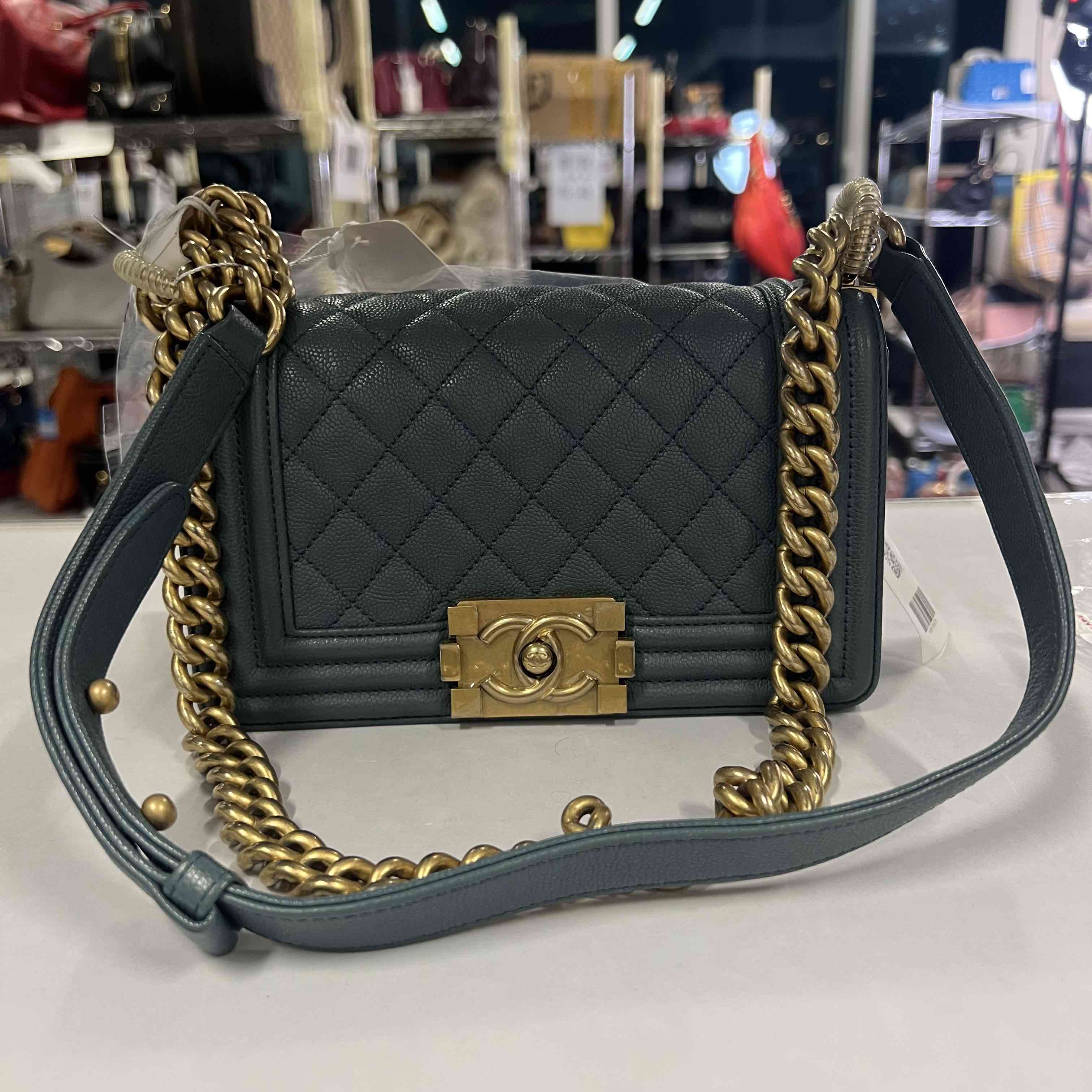 Chanel Le Boy Calfskin Shoulder Bag in Teal