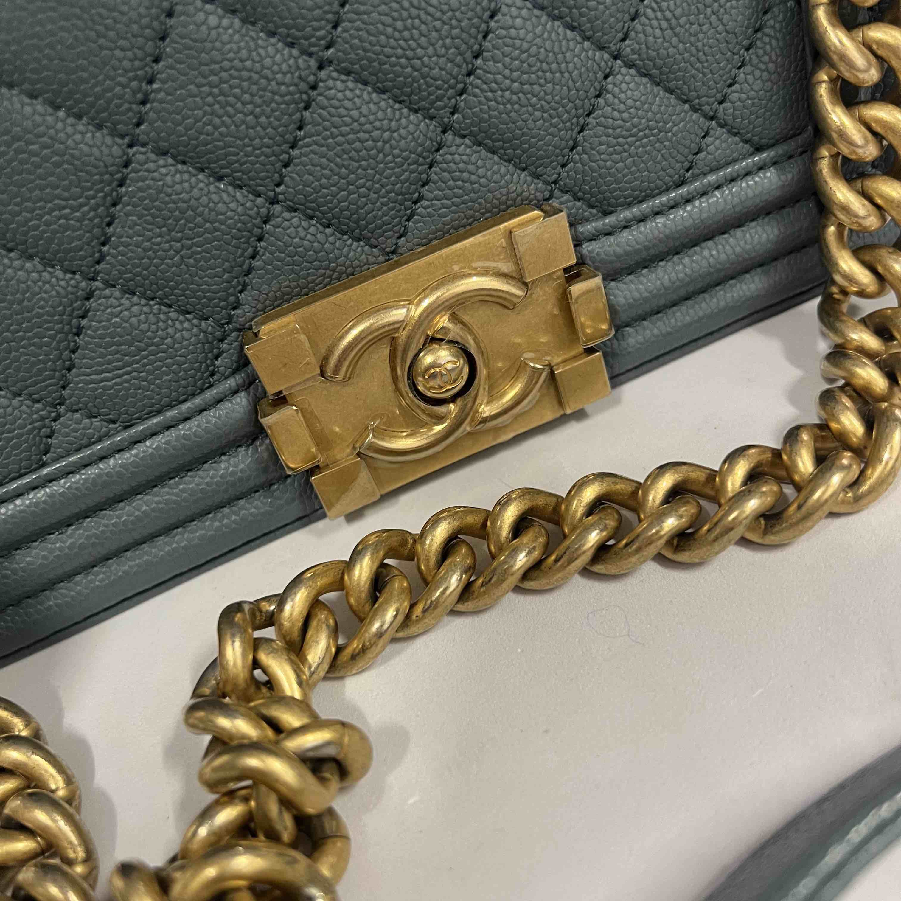 Chanel Le Boy Calfskin Shoulder Bag in Teal