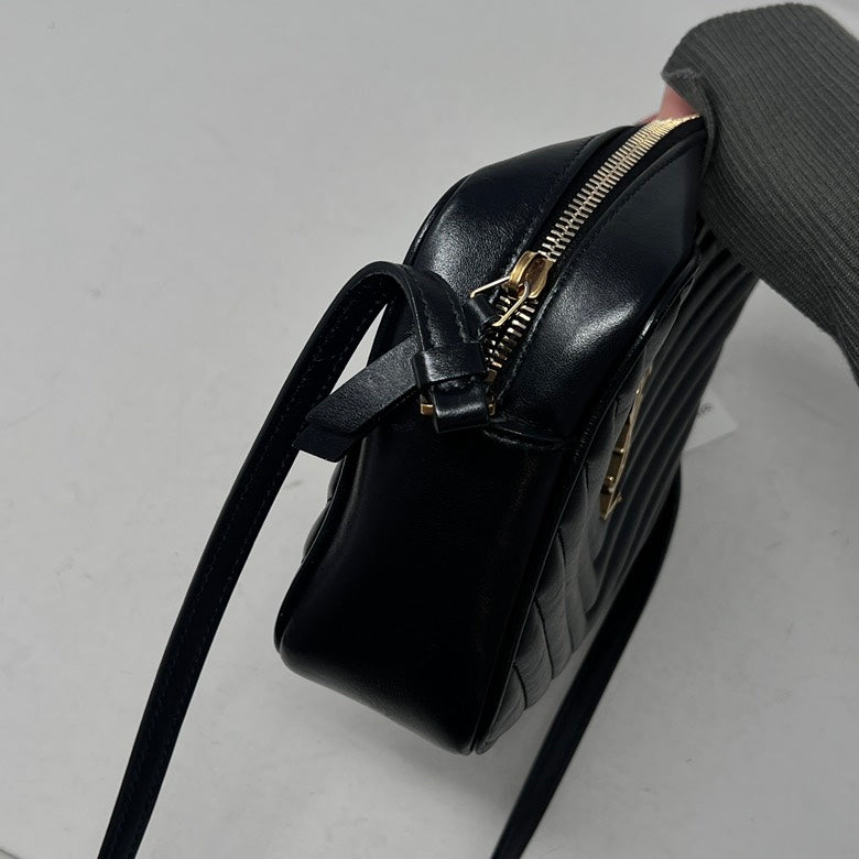 YSL Leather Chevron Shoulder Bag AF600 in Black - Vintage Designer Bag