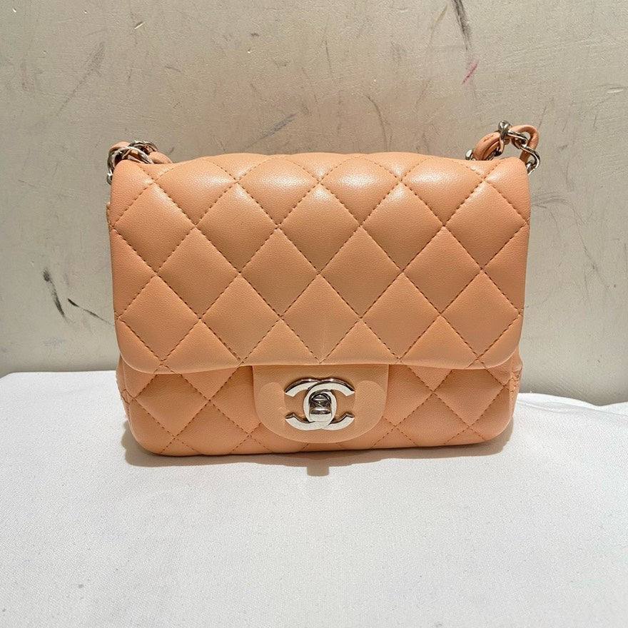 Chanel Classic Flap Pink Leather Shoulder Bag with  Card