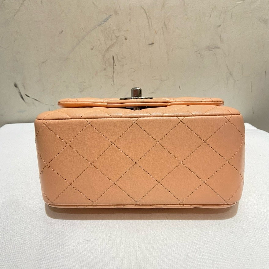 Chanel Classic Flap Pink Leather Shoulder Bag with  Card