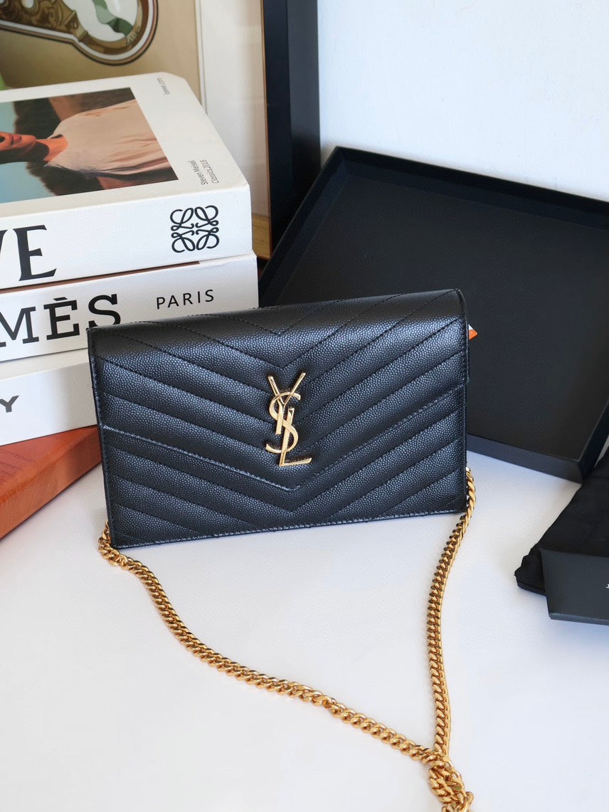 Saint Laurent Kate Chain Bag in Black Leather - YSL Shoulder Bag #9C