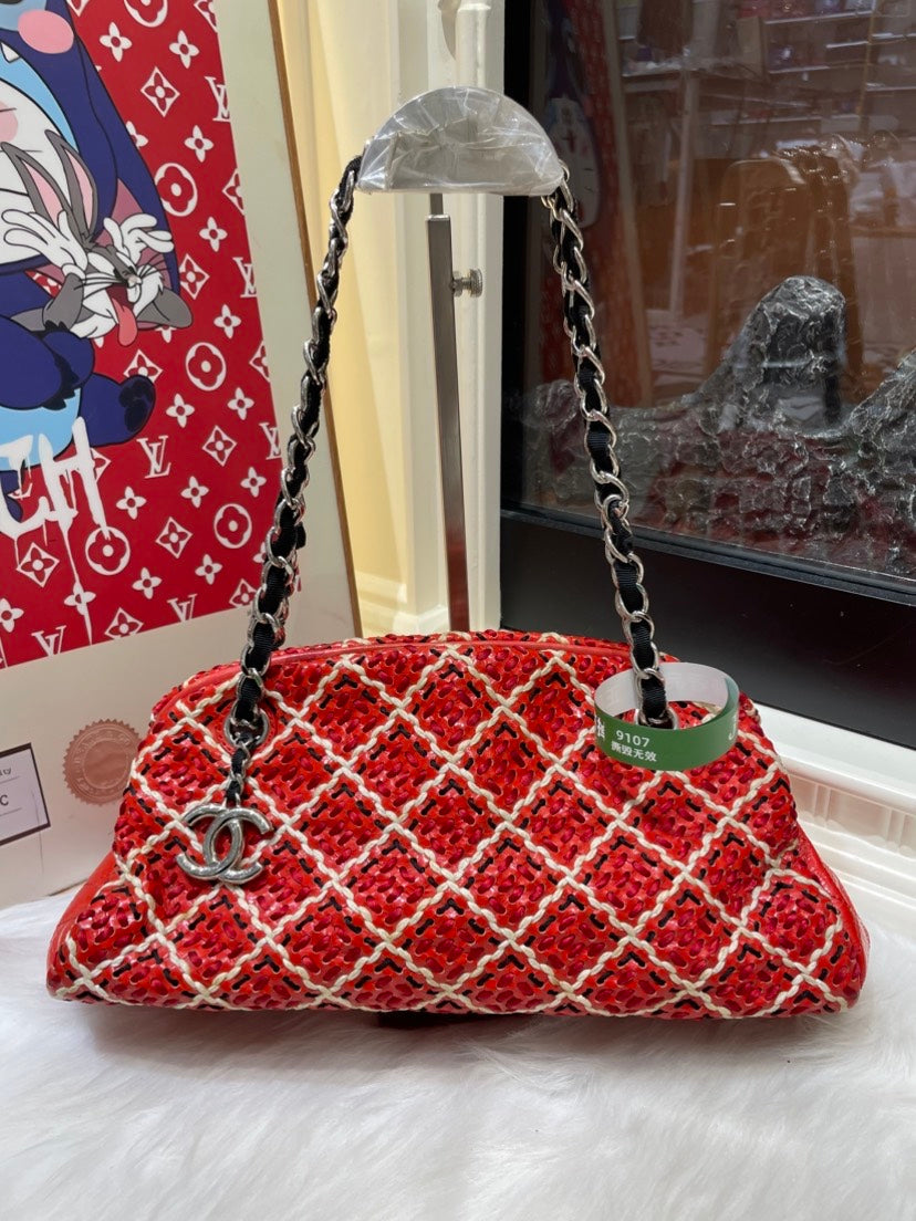 Chanel Shoulder Bag Red Quilted Leather