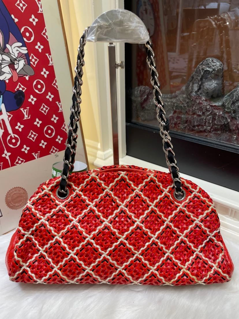 Chanel Shoulder Bag Red Quilted Leather