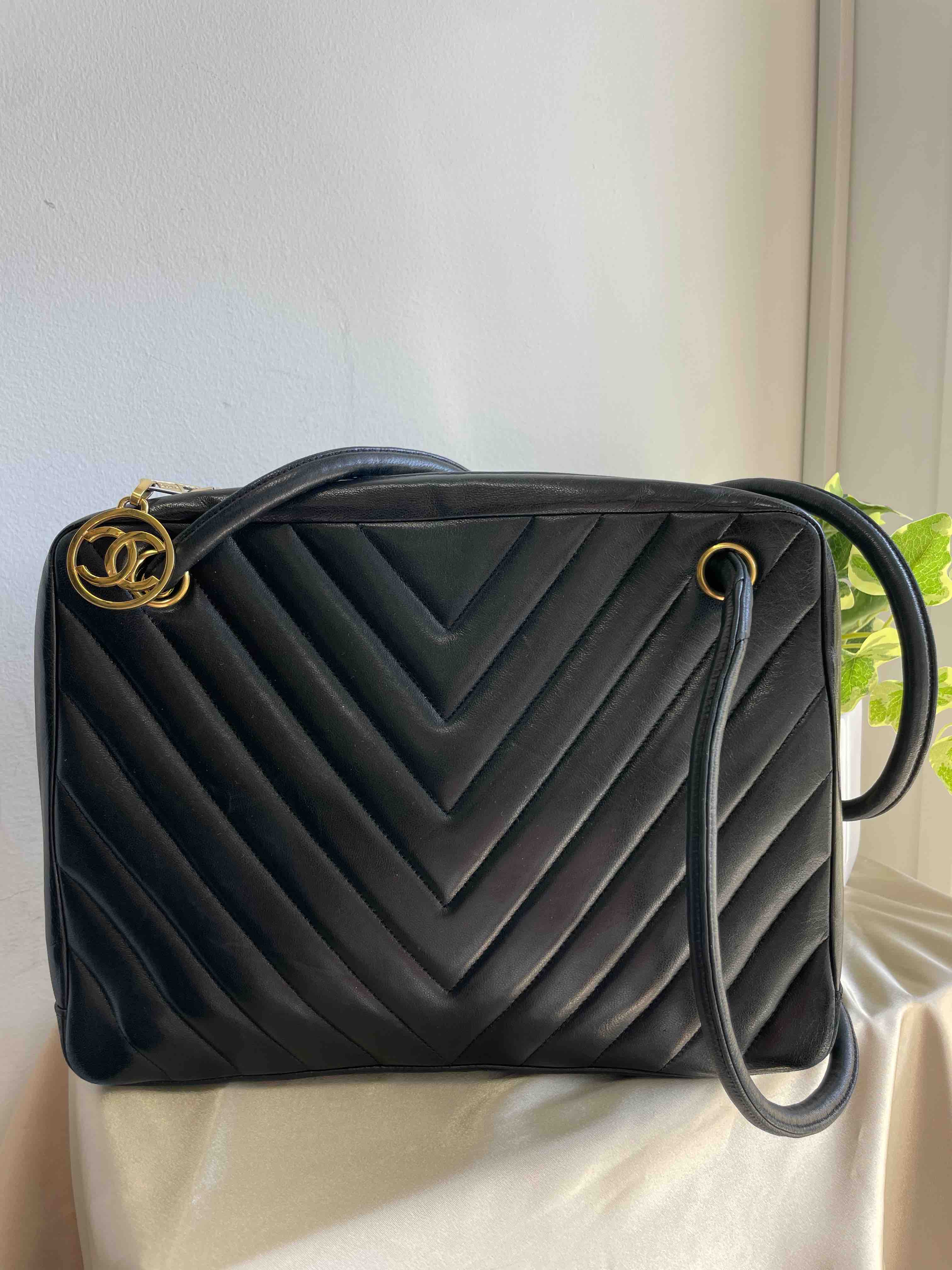 Chanel Quilted Chevron Black Shoulder Bag