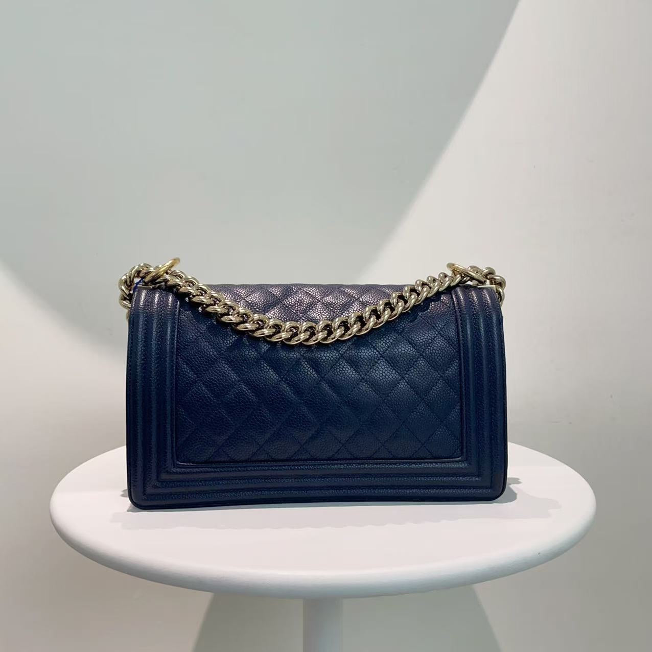Chanel Leboy Caviar Navy Shoulder Bag