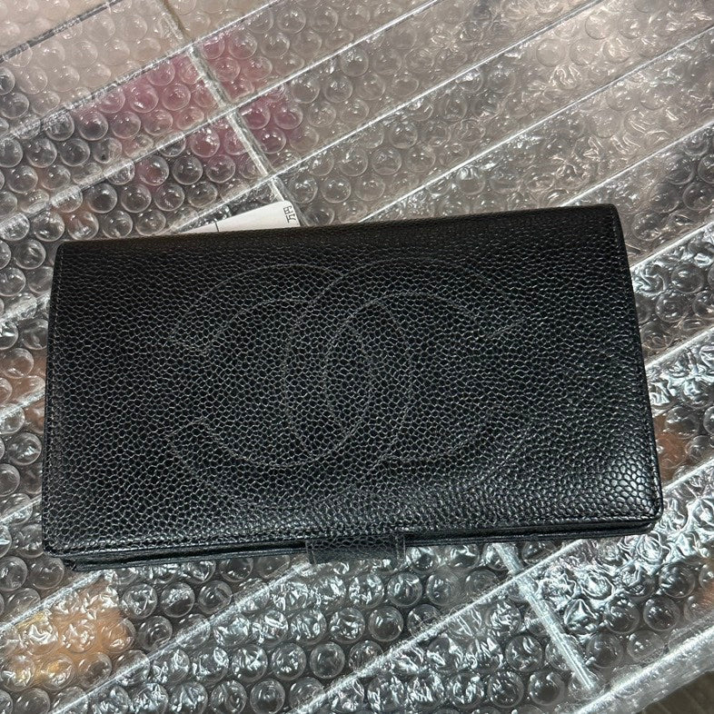 Chanel Classic Black Leather Wallet - Pre-loved Designer Handbag