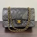 Chanel Lambskin Double Flap Bag Medium Black Shoulder Handbag LB109477