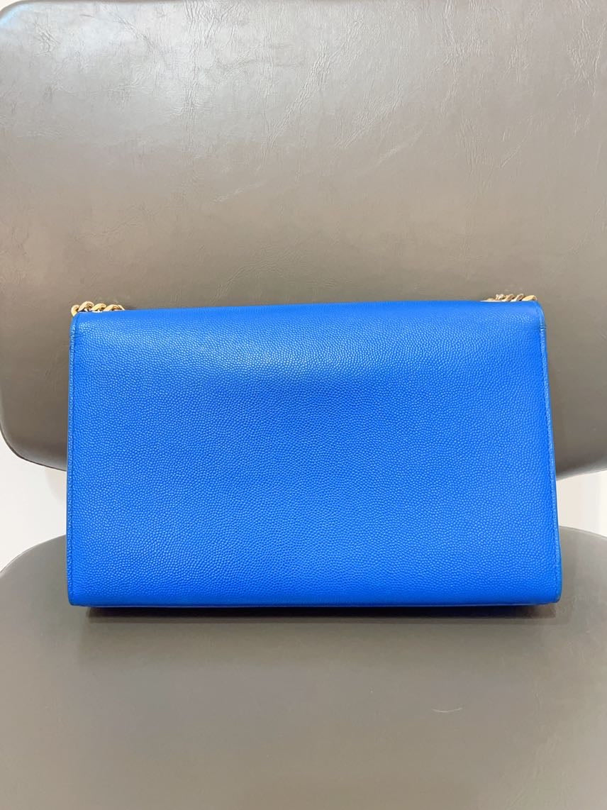 YSL Kate MM Blue Shoulder Bag in Leather