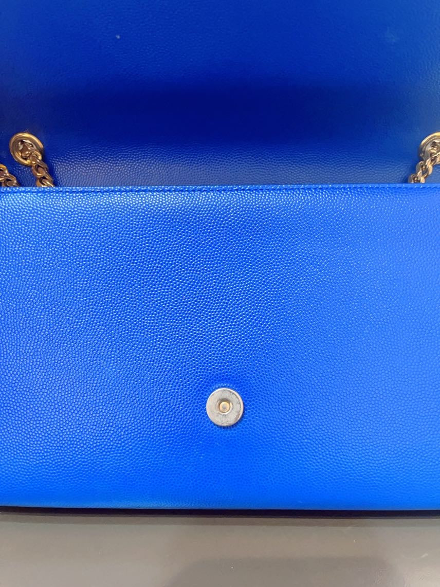 YSL Kate MM Blue Shoulder Bag in Leather