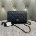 Chanel Quilted Black Leather Wallet on Chain Shoulder Bag