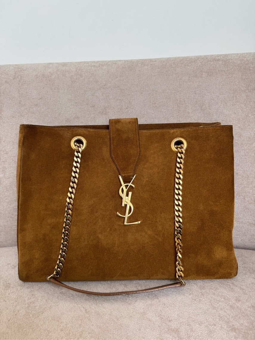 YSL Suede Brown Shoulder Bag