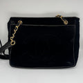 Chanel VeLouis Vuittonet & Leather Chain Shoulder Bag in Black