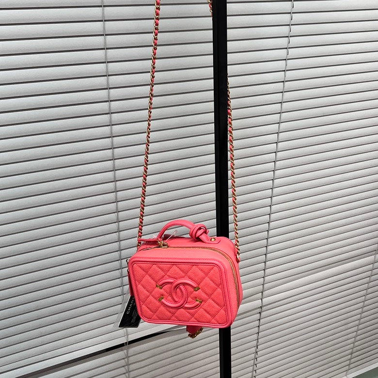 Chanel Pink Leather Chain Shoulder Bag