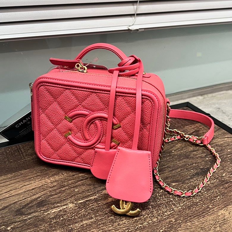 Chanel Pink Leather Chain Shoulder Bag