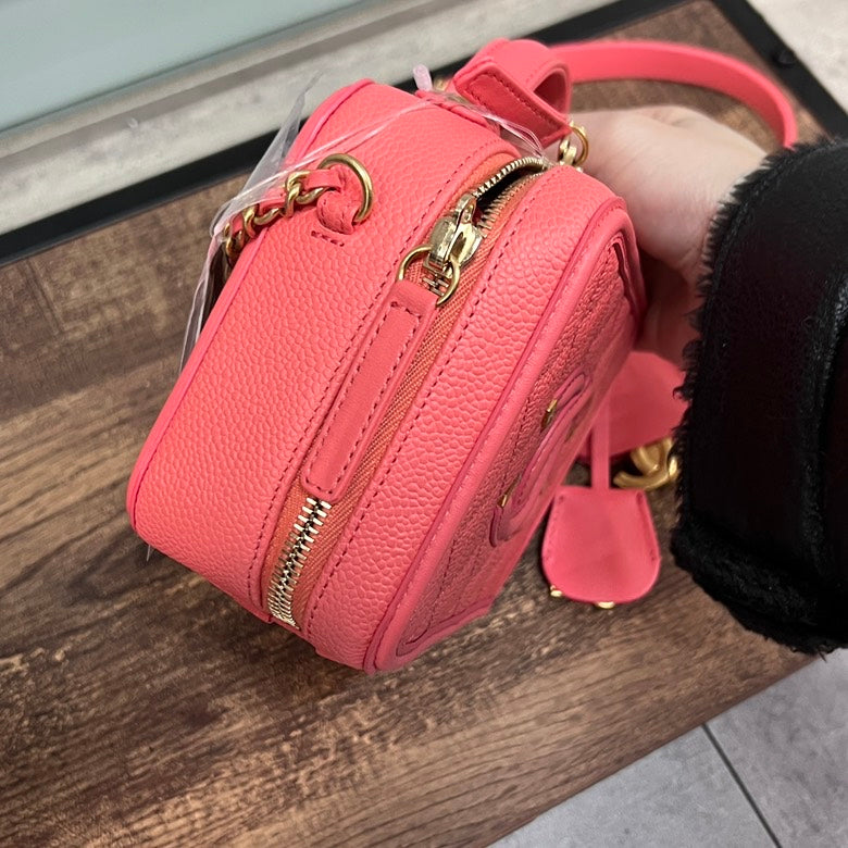 Chanel Pink Leather Chain Shoulder Bag