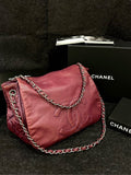 Chanel Berry Red Caviar Skin CC Logo Shoulder Bag