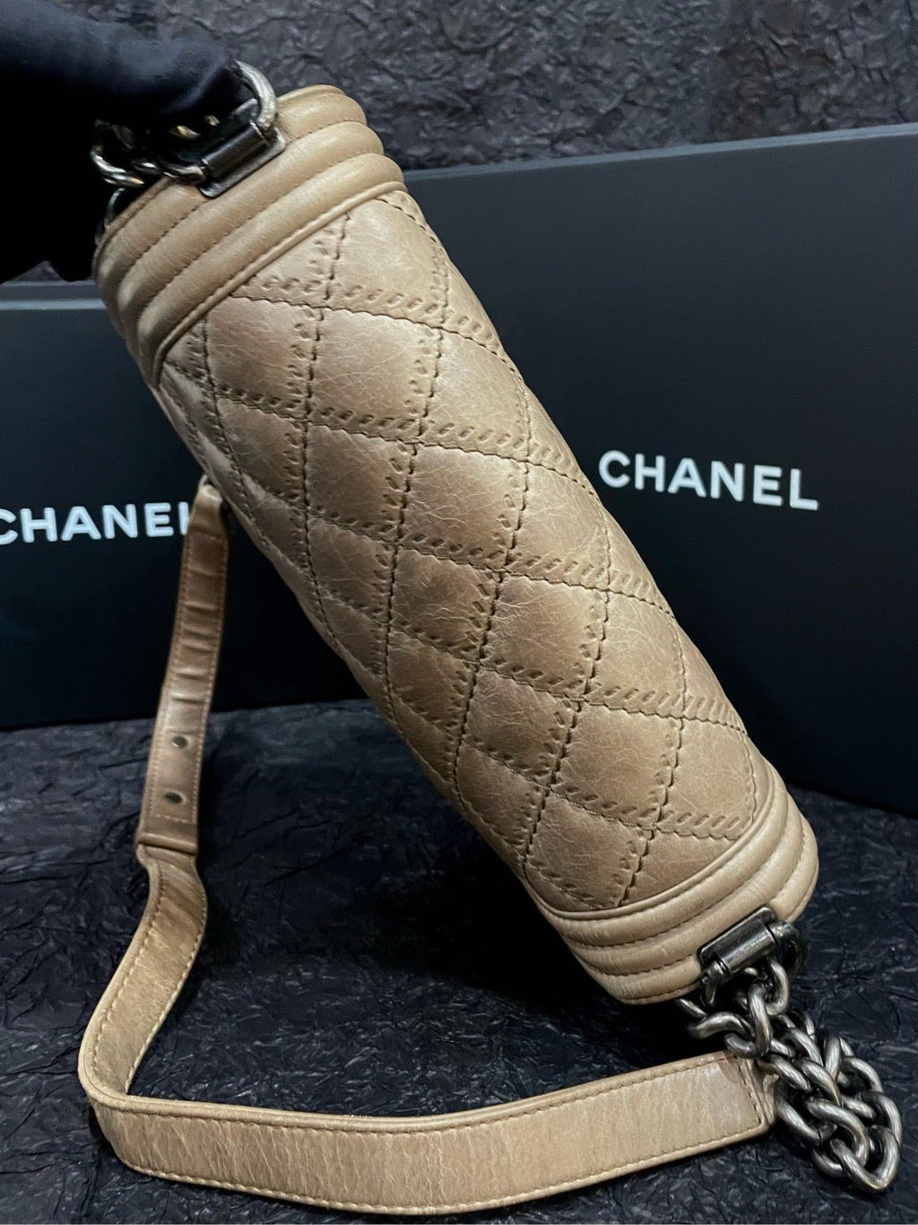 Chanel Vintage Limited Design LeBoy Medium Flap Bag Beige Shoulder Bag