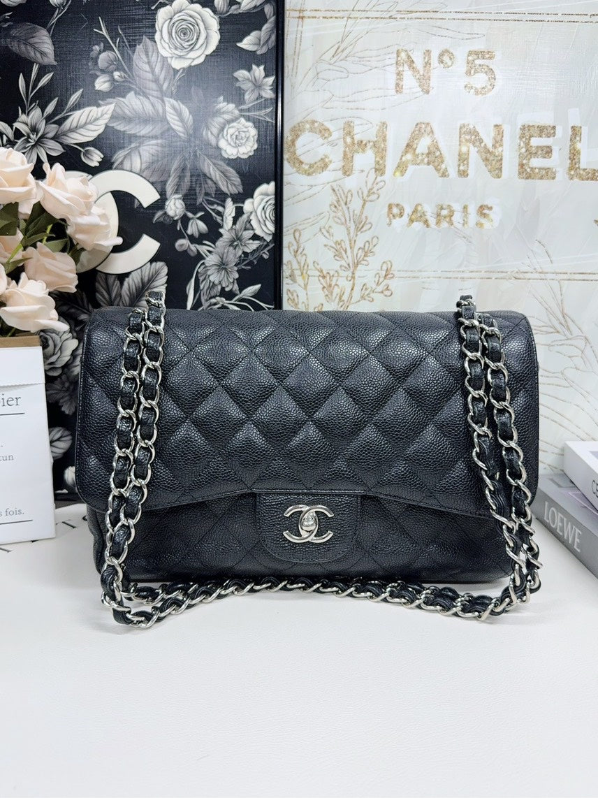 Chanel Jumbo Caviar Black Shoulder Bag