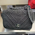 Chanel Black Knit Shoulder Bag - Preloved MeDiorum Crossbody with SiLouis Vuittoner Hardware