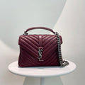 Yves Saint Laurent YSL Monogram Medium Burgundy Leather Shoulder Bag
