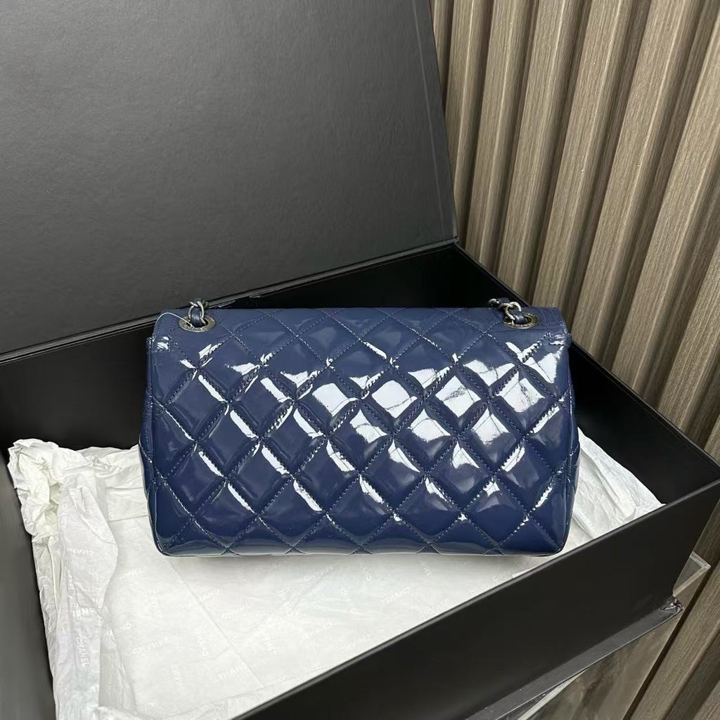Chanel Classic Flap Blue Patent Leather Shoulder Bag