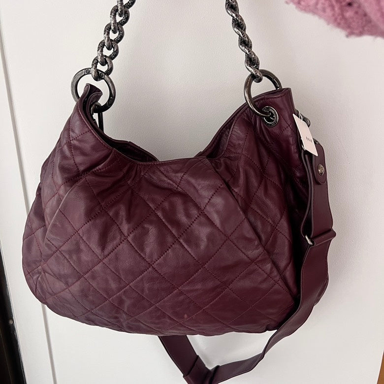 Chanel Burgundy Leather 2way Chain Shoulder Bag AF668