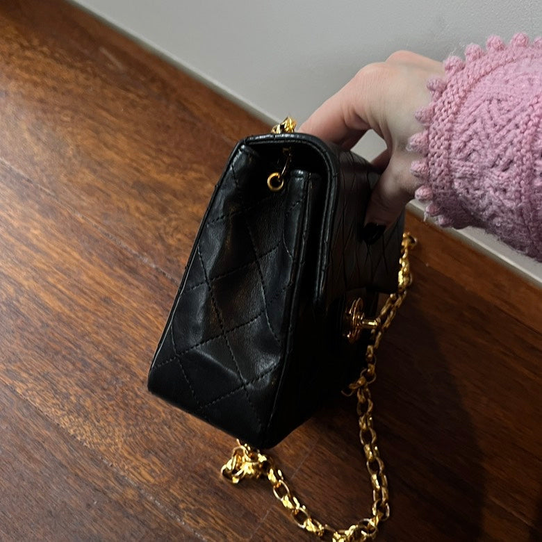 Chanel Leather Chain Shoulder Bag AF510 Black