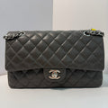 Preloved Chanel Classic Flap MM Caviar Leather Shoulder Bag in Black