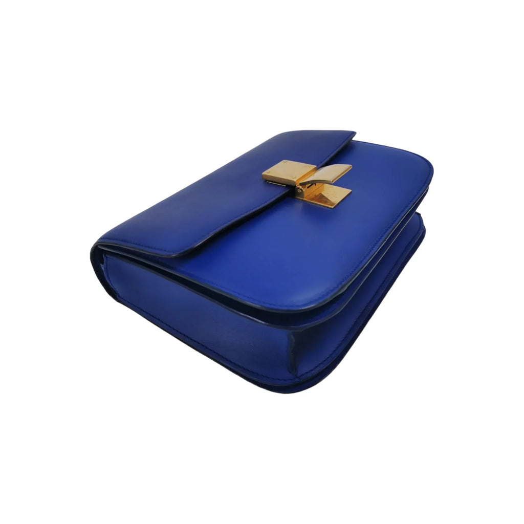 Celine Classic Medium Blue Box Leather Gold