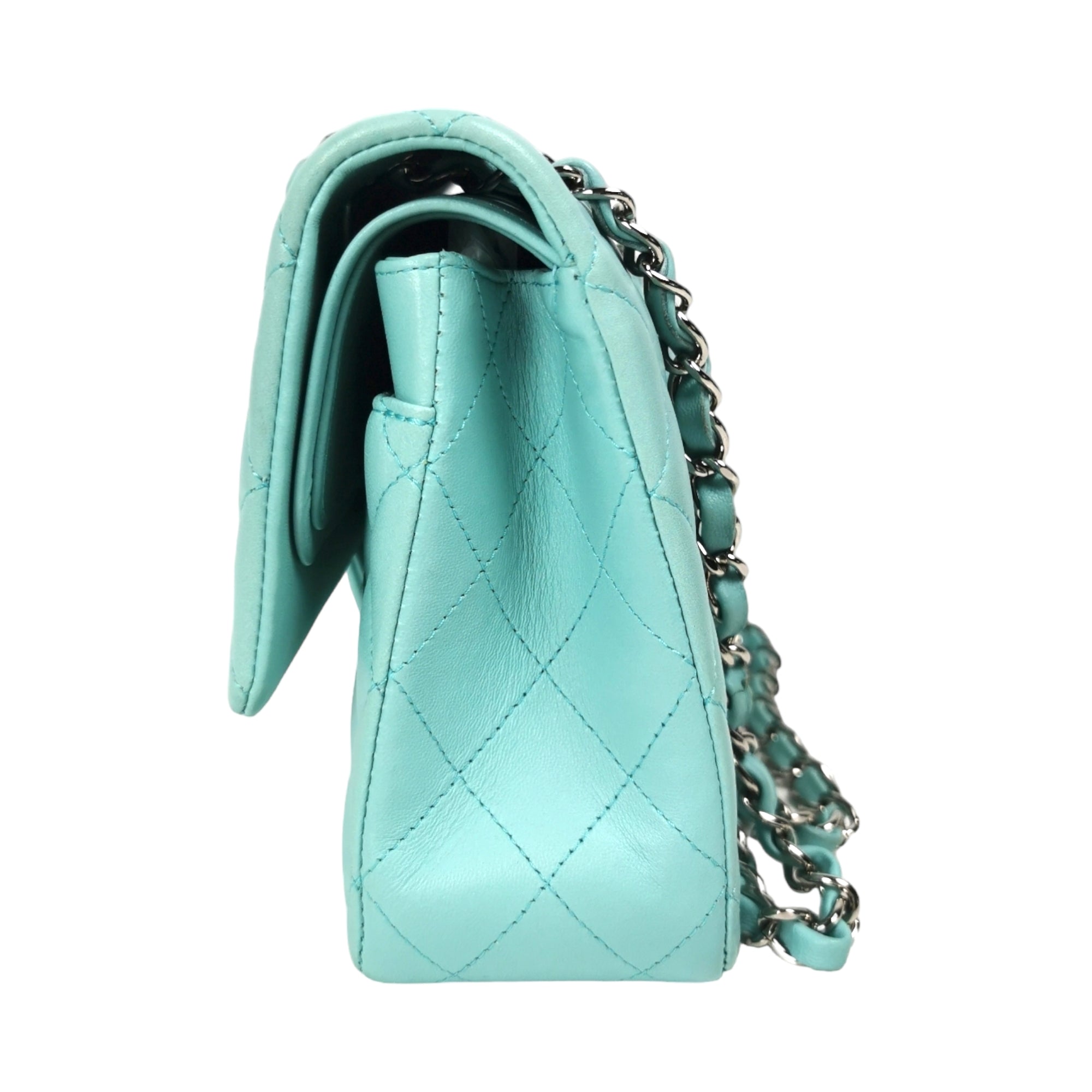 Chanel Classic Double Flap Medium Tiffany Blue Lambskin SiLouis Vuittoner