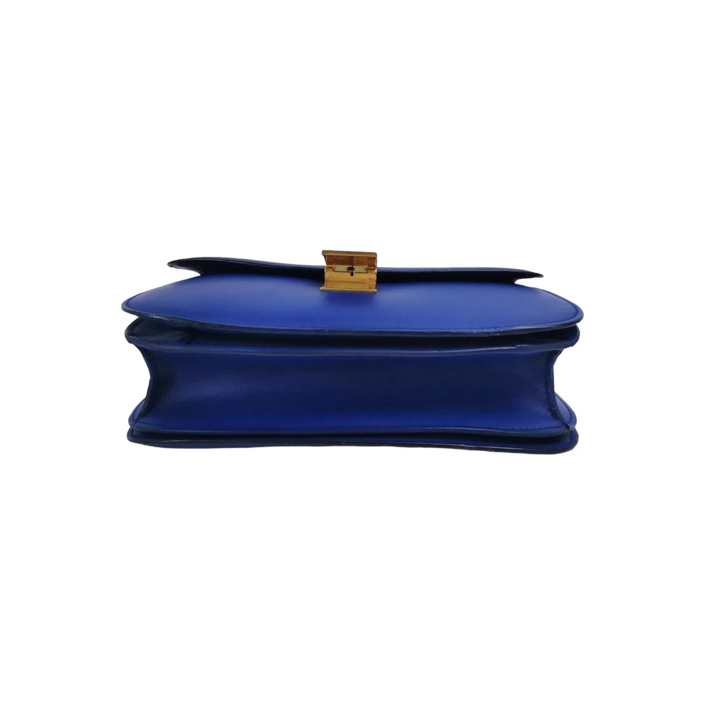 Celine Classic Medium Blue Box Leather Gold