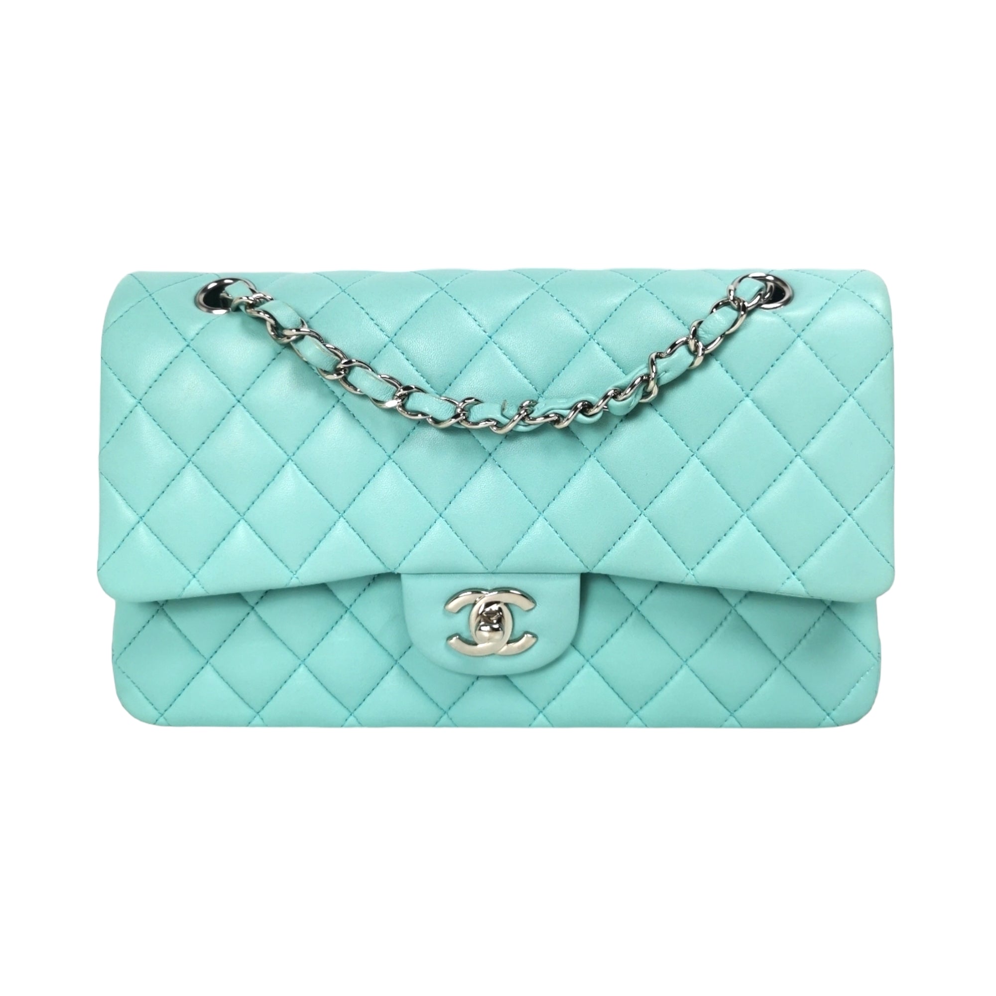 Chanel Classic Double Flap Medium Tiffany Blue Lambskin SiLouis Vuittoner