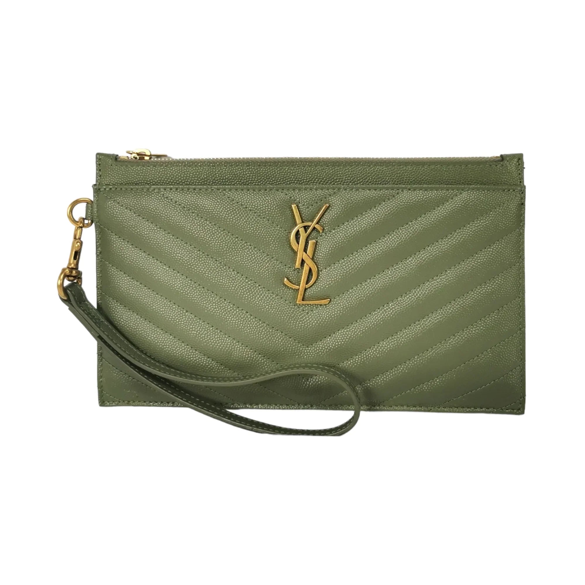 Yves Saint Laurent Olive Green Clutch