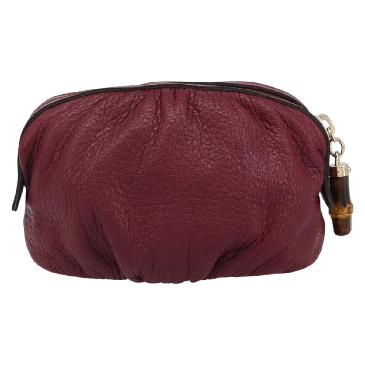 Gucci Bamboo Pouch Leather Purple Leather Clutche & Pouche Bag (Pre-Owned)