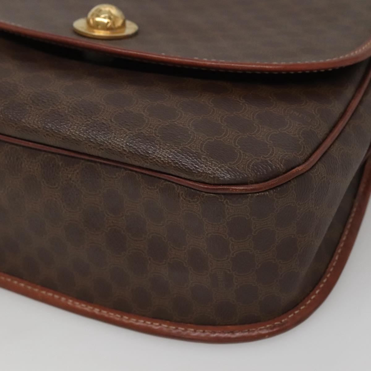 Celine Vintage Macadam Shoulder Bag Canvas And Leather Brown Canvas Shoulder Bag Bag