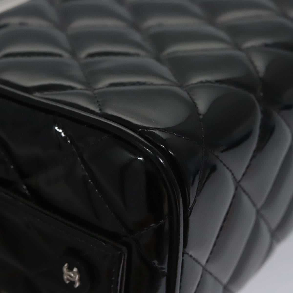 Chanel Vintage Metal Box Bag Quilted Patent Black Patent_Leather Handbag