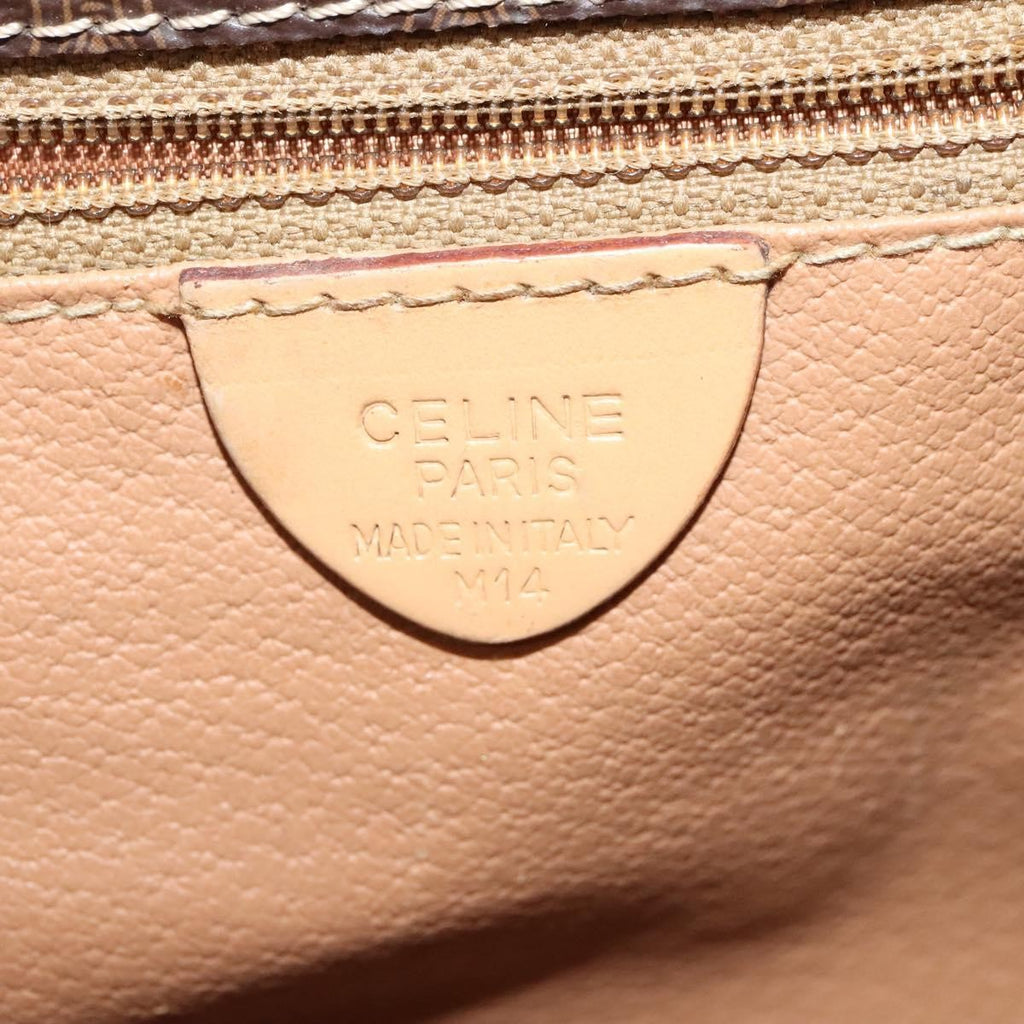Celine Macadam Shoulder Bag Pvc Leather Brown Canvas Bag