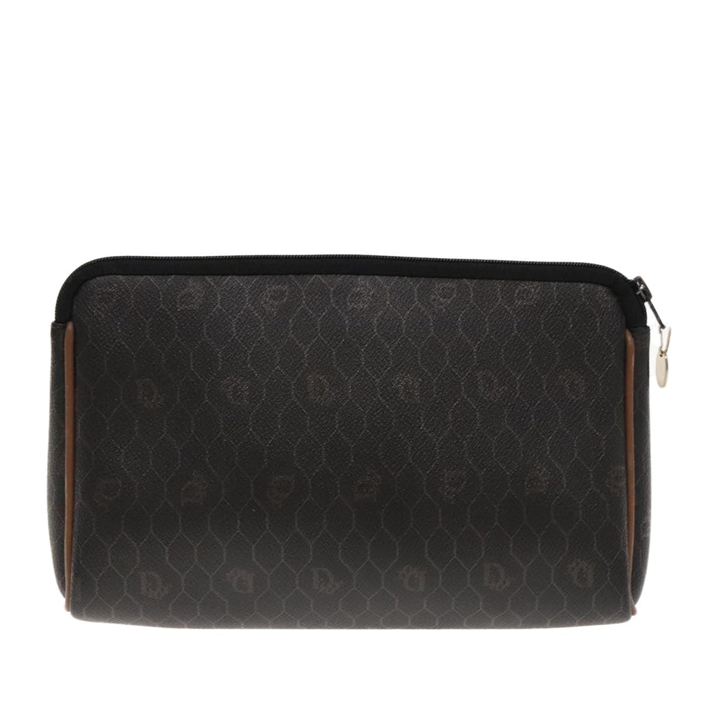 Christian Dior Vintage Honeycomb Zip Pouch Coated Canvas Black Canvas Clutche & Pouche Bag (Pre-Owned)